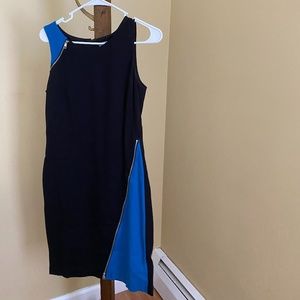 Sleek DKNY black and blue dress